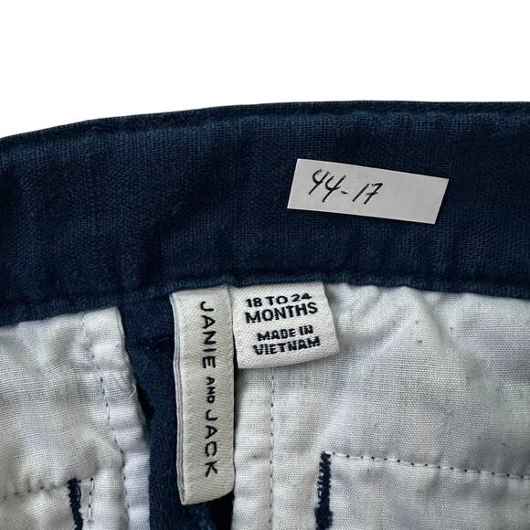 Janie & Jack Blue Linen Blend Chino Shorts Baby Boy Size 18-24 Months | 44-17 - Picture 4 of 5